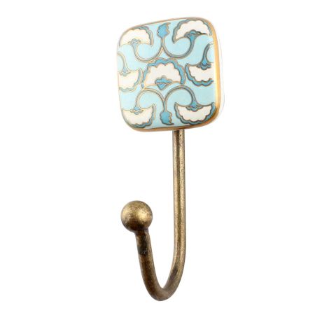 Turquoise Sea Shell Square Ceramic Wall Hook